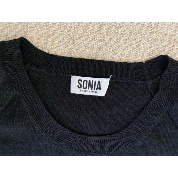 SONIA RYKIEL Womens 99% Wool Sweater Dress Black Long Sleeve Tie Waist S - Picture 12 of 16